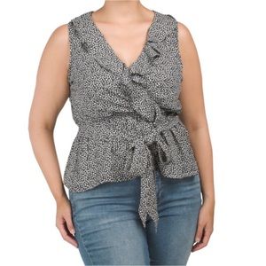 MAX STUDIO Plus Wrap Style Ruffle Peplum Blouse